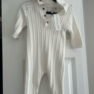 Janie and Jack White Cable Knit Footies